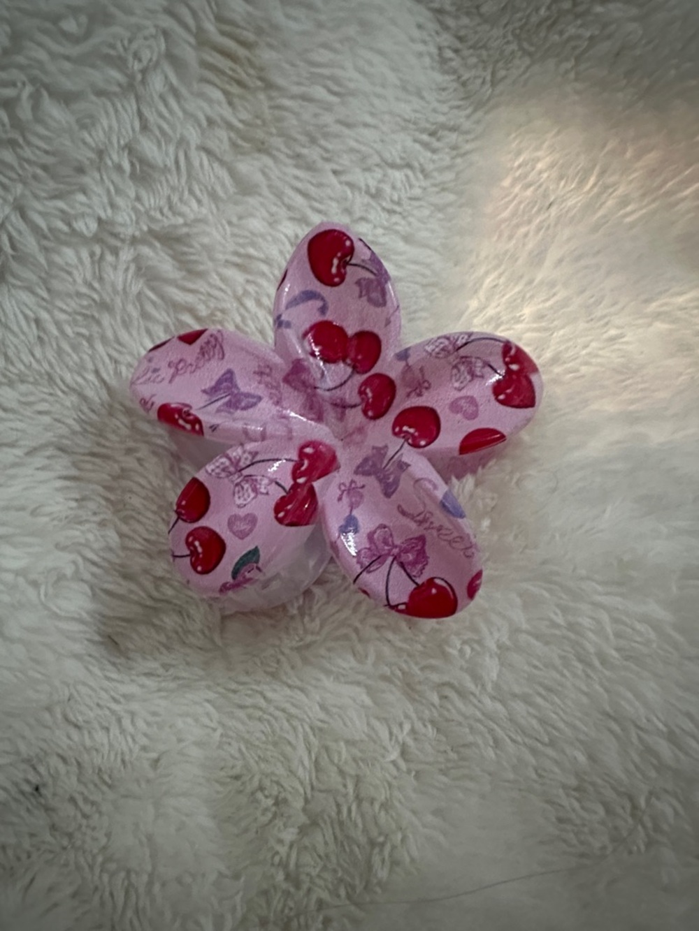 Pink Cherry Flower Hair Clip for Kids